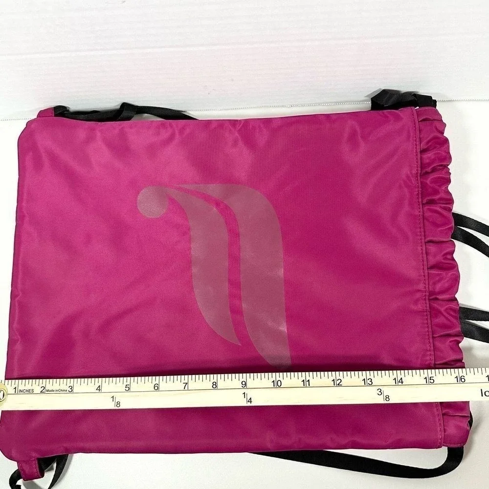 Fabletics Drawstring Backpack Magenta Pink Quilted Cinch Gym Bag Adjustable